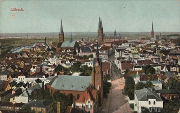 Lübeck, Schleswig-Holstein, Germany, view from c. 1910, digital reproduction of a public domain