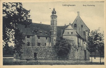 Vischering Castle near Lüdinghausen, Coesfeld County, North Rhine-Westphalia, Germany, view from c.