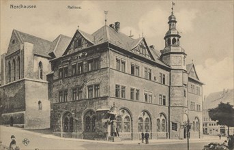 Town hall of Nordhausen, Thuringia, Germany, view from ca 1910, digital reproduction of a public