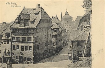 Dürerhaus in Nuremberg, Middle Franconia, Bavaria, Germany, view from ca 1910, digital reproduction