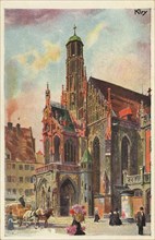 Frauenkirche in Nürnberg, Mittelfranken, Bayern, Deutschland, Ansicht von ca 1910, digitale