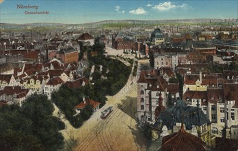 Nuremberg, Middle Franconia, Bavaria, Germany, view from c. 1910, digital reproduction of a public