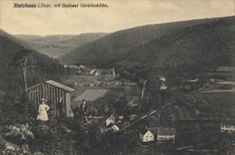 Stutzhaus in Thuringia with the Gothaer Vereinshütte, Germany, view from ca 1910, digital