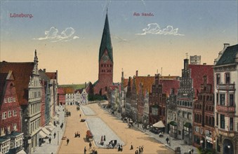 Am Sande in Lüneburg, Lower Saxony, Germany, view from ca 1910, digital reproduction of a public