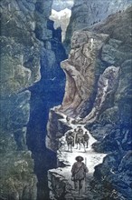 People on the alpine pass Gemmi around 1869