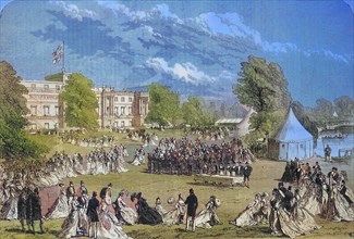 A reception in the gardens of Buckingham Palace in 1869