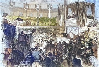 Rally at Circus Price in Madrid for the abolition of slavery in the colonies
