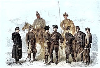 The new uniforms of the officers of the Cavalry of the Army of Austria in 1869