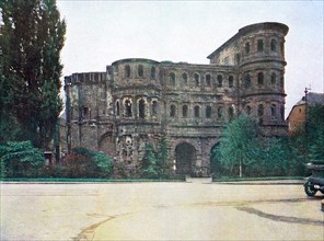 The Porta Nigra in Trier in 1910, Rhineland-Palatinate, Germany, photograph, digitally restored