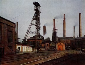 Thyssen colliery near Essen, in 1910, North Rhine-Westphalia, Germany, photograph, digitally