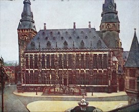 Aachen city hall in 1910, North Rhine-Westphalia, Germany, photograph, digitally restored
