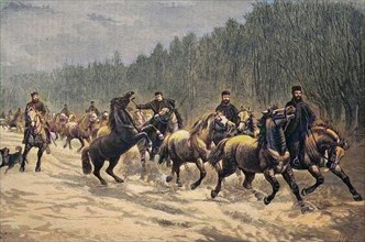 Winter promenade of North American artillery horses