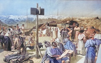 Tourists on the summit of Mount Pilatus