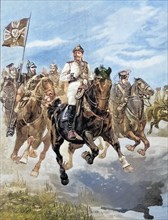 Emperor Wilhelm II on the maneuver field on horseback