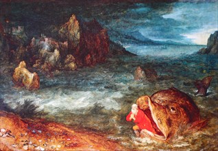 Jonah is brought ashore by the whale