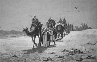An Arabian Caravan With Camels In The Desert