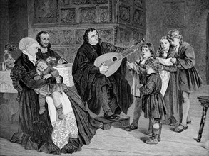 Martin Luther At Home With Musical Instrument