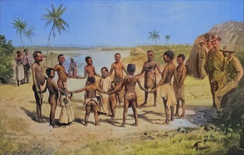 Negro Children Playing Rows Of Rings In The German Colony Of Tanzania