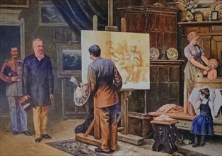 Visit Of The Prince Regent Luitpold Karl Joseph Wilhelm Of Bavaria (March 12, 1821 To December 12, 1912) In The Painter'S Studio