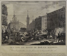 The patriots fight against the French at the Puerta del Sol.