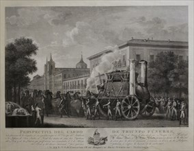 Perspective view of the funeral carriage of Daoiz and Velarde.