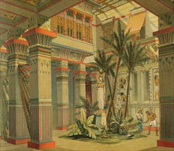 Interior of a room in an Ancient Egyptian house-palace.