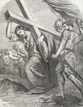 Passion of Christ. On the slope to Calvary.