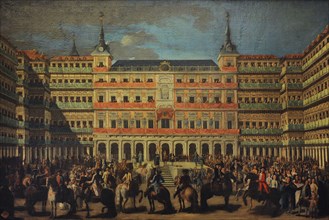 Embellishment of the Plaza Mayor on the occasion of the entry of Charles III in Madrid.