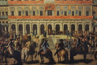 Embellishment of the Plaza Mayor on the occasion of the entry of Charles III in Madrid.