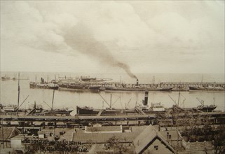 View of habor or docks in Odessa Ukraine circa early 1900s