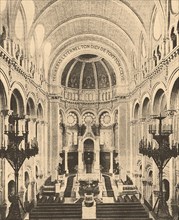 Interior view of the Paris synagogue on Rue Victoire