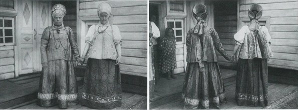 Russian women in folk costume circa  before 1917