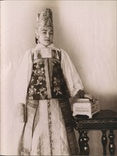 Young woman in traditional cultural dress from Southern Russia
