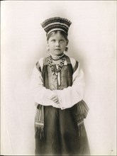 Young Russian woman in traditional cultural dress from South Russia