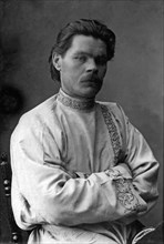 Maxim Gorky in a white shirt circa  before 1917