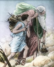 God Commands Abraham To Offer His Son Isaac As A Sacrifice On Moiunt Moriah.