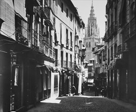Spanish Street With Cathedral At End Of Lane.
