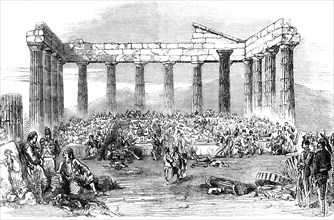 Fete to officers of the English and French forces and the Greek army and navy in the Acropolis during the English, French occpation of Athen.