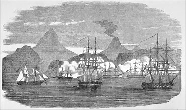 Naval Attack On The Russian Fort Of Petropaulovski.