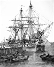 H.M Screw Line Of Battle Ship Caesar At Portsmouth.