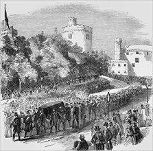 Funeral Of The Late Marquis Of Ormonde, The Procession Leaving Kilkenny Castle.