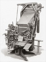 A linotype machine, a line casting machine used in printing.