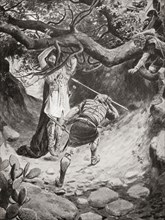 The death of Absalom or Avshalom during the Battle of the Wood of Ephraim.
