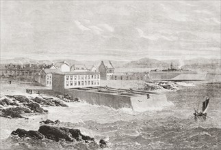 A pisciculture factory at Concarneau, Finistere, Brittany, France in the 19th century.
