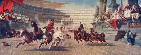 A Roman chariot race.