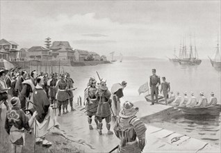 The landing of Admiral Perry in Tokio Harbour.
