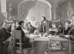 Calvin at a council in Geneva in 1594.