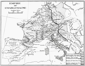 Map of France showing the Empire of Charlemagne.
