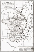 Map of France at the accession of Philip II, aka Philip Augustus.