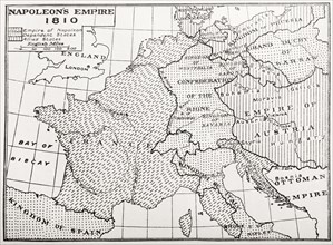 Map showing Napoleon's Empire, France.